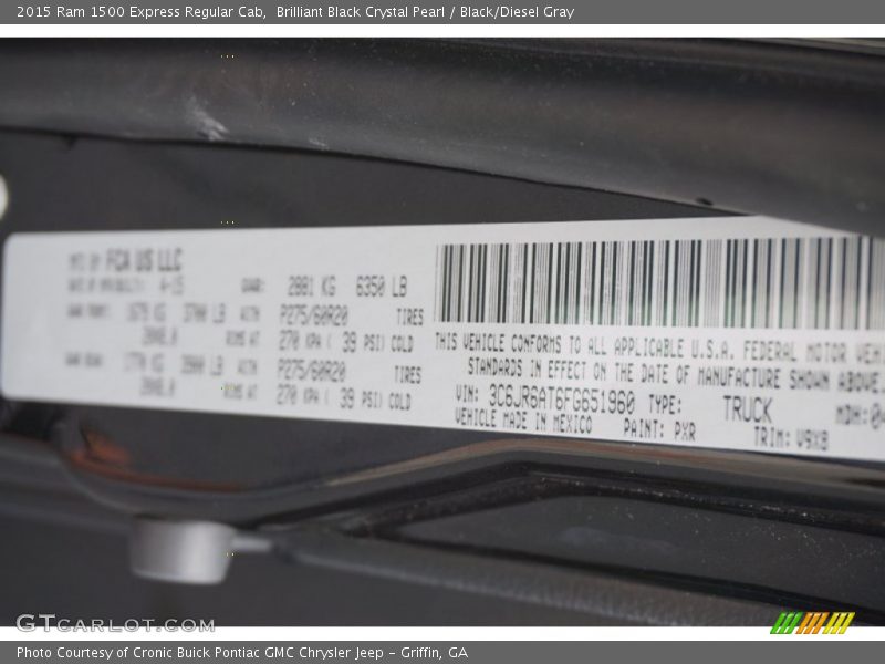 Brilliant Black Crystal Pearl / Black/Diesel Gray 2015 Ram 1500 Express Regular Cab