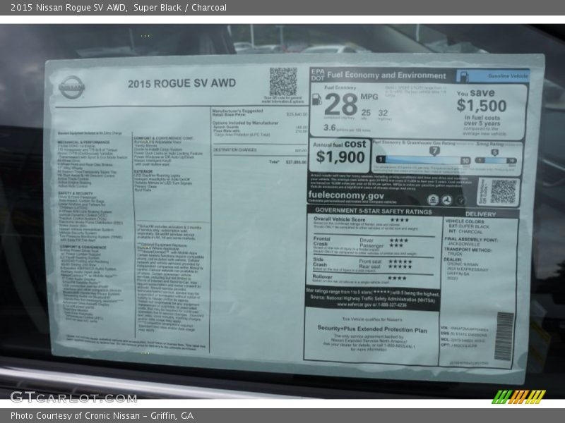 Super Black / Charcoal 2015 Nissan Rogue SV AWD