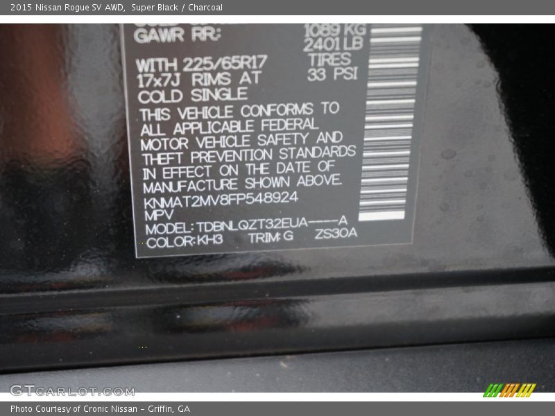 Super Black / Charcoal 2015 Nissan Rogue SV AWD