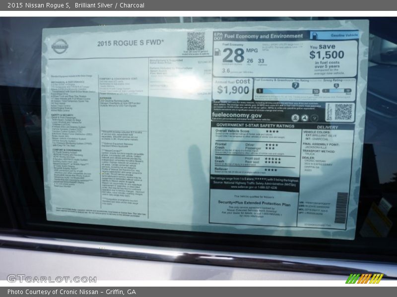 Brilliant Silver / Charcoal 2015 Nissan Rogue S