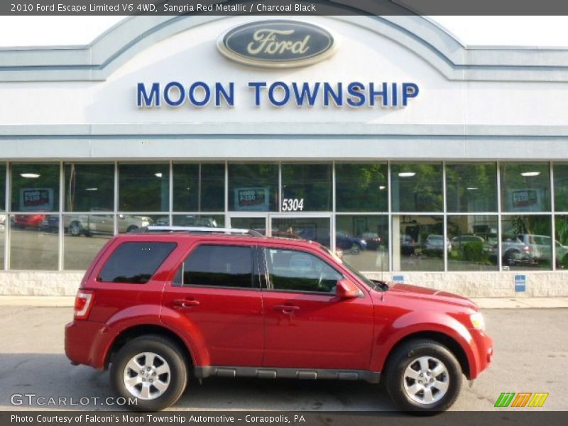 Sangria Red Metallic / Charcoal Black 2010 Ford Escape Limited V6 4WD