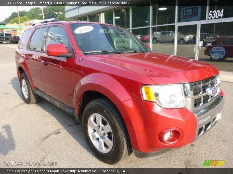 Sangria Red Metallic / Charcoal Black 2010 Ford Escape Limited V6 4WD