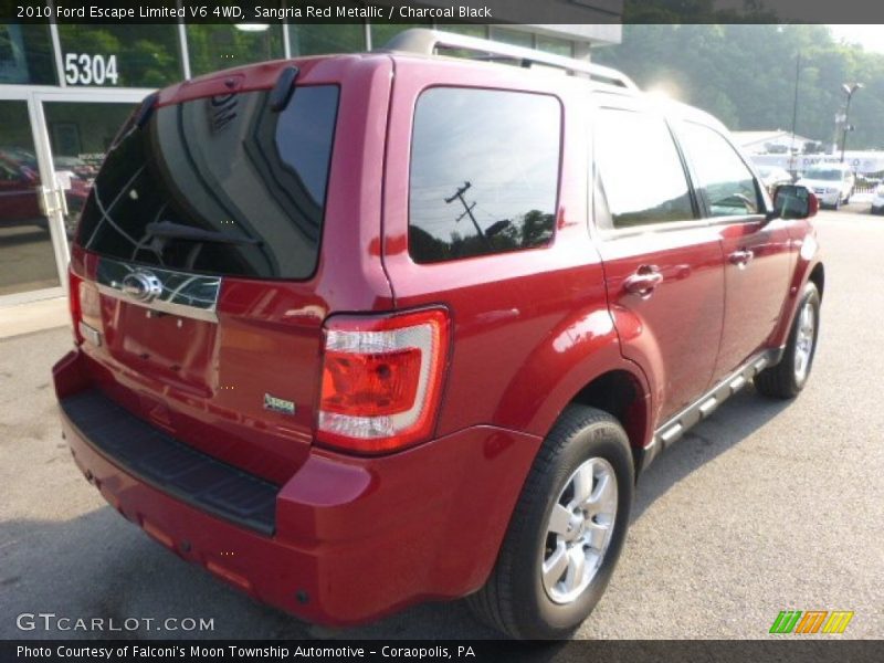 Sangria Red Metallic / Charcoal Black 2010 Ford Escape Limited V6 4WD