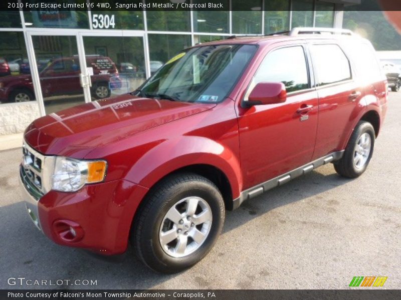 Sangria Red Metallic / Charcoal Black 2010 Ford Escape Limited V6 4WD