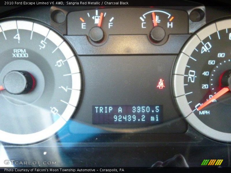 Sangria Red Metallic / Charcoal Black 2010 Ford Escape Limited V6 4WD