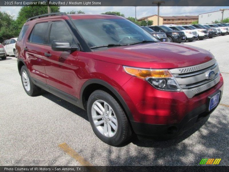 Ruby Red / Medium Light Stone 2015 Ford Explorer FWD