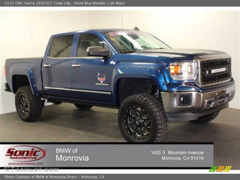 Stone Blue Metallic / Jet Black 2015 GMC Sierra 1500 SLT Crew Cab