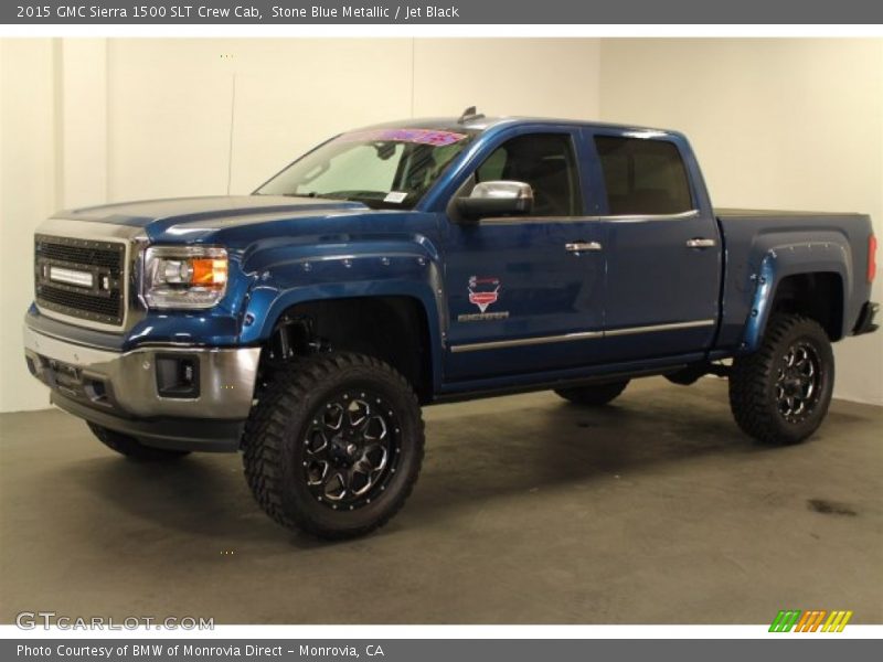 Stone Blue Metallic / Jet Black 2015 GMC Sierra 1500 SLT Crew Cab