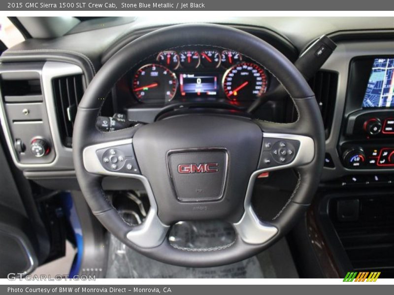 Stone Blue Metallic / Jet Black 2015 GMC Sierra 1500 SLT Crew Cab