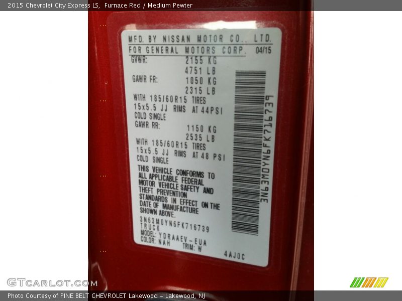 Furnace Red / Medium Pewter 2015 Chevrolet City Express LS