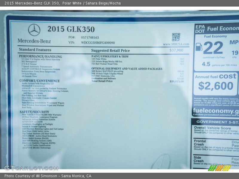 Polar White / Sahara Beige/Mocha 2015 Mercedes-Benz GLK 350