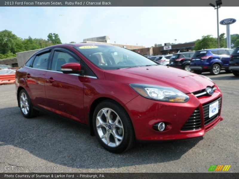 Ruby Red / Charcoal Black 2013 Ford Focus Titanium Sedan