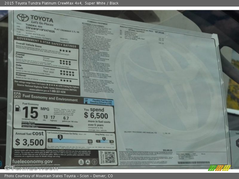 Super White / Black 2015 Toyota Tundra Platinum CrewMax 4x4