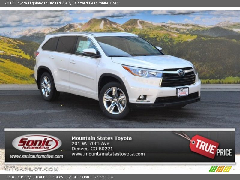 Blizzard Pearl White / Ash 2015 Toyota Highlander Limited AWD