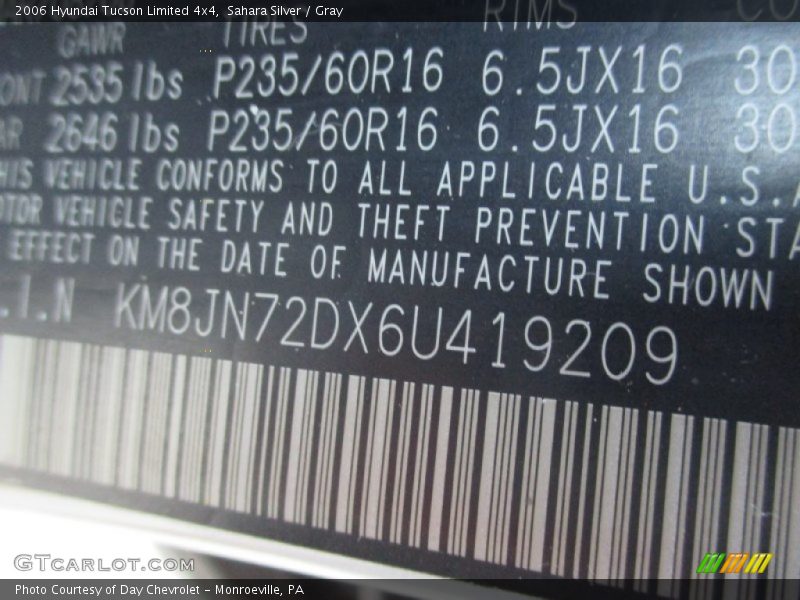 Sahara Silver / Gray 2006 Hyundai Tucson Limited 4x4