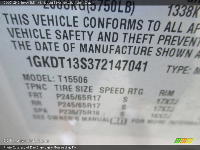 Liquid Silver Metallic / Light Gray 2007 GMC Envoy SLE 4x4