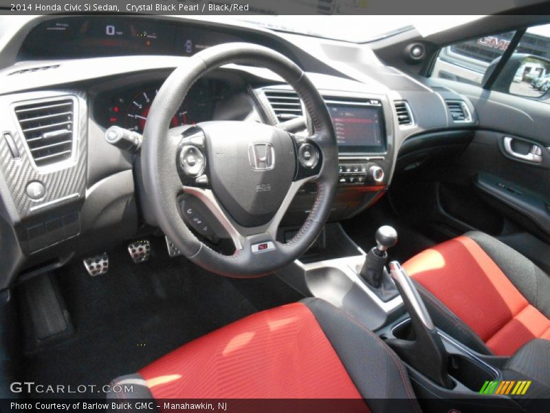 Crystal Black Pearl / Black/Red 2014 Honda Civic Si Sedan