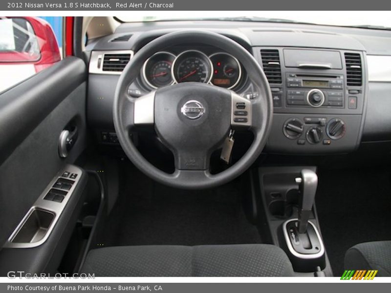 Red Alert / Charcoal 2012 Nissan Versa 1.8 S Hatchback