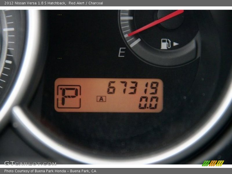 Red Alert / Charcoal 2012 Nissan Versa 1.8 S Hatchback