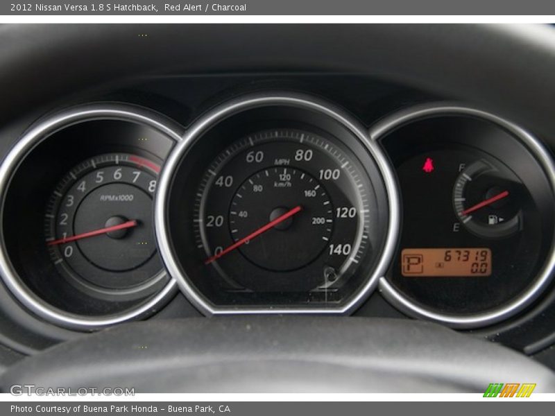 Red Alert / Charcoal 2012 Nissan Versa 1.8 S Hatchback