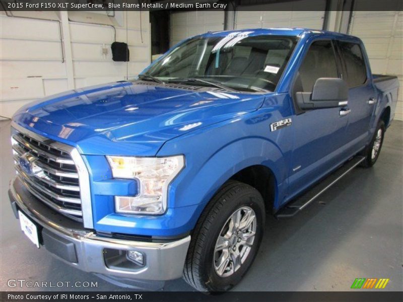 Blue Flame Metallic / Medium Earth Gray 2015 Ford F150 XLT SuperCrew