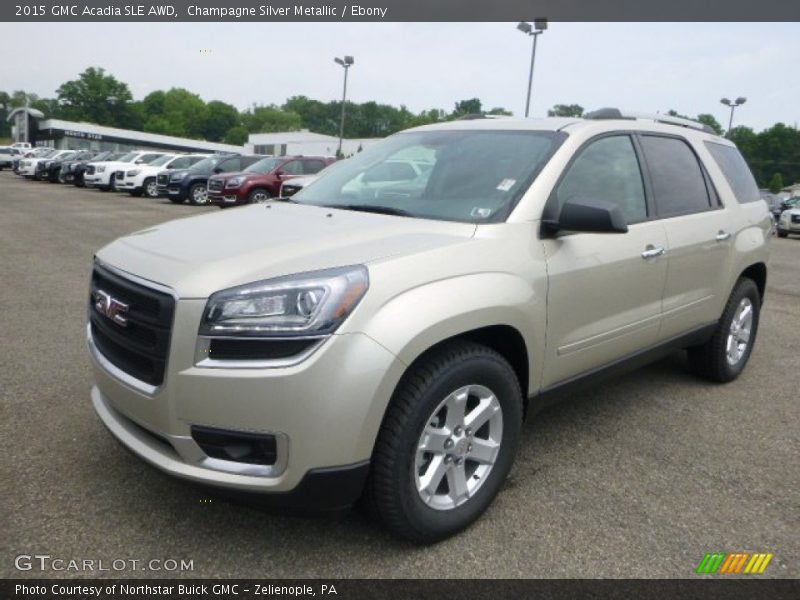 Champagne Silver Metallic / Ebony 2015 GMC Acadia SLE AWD