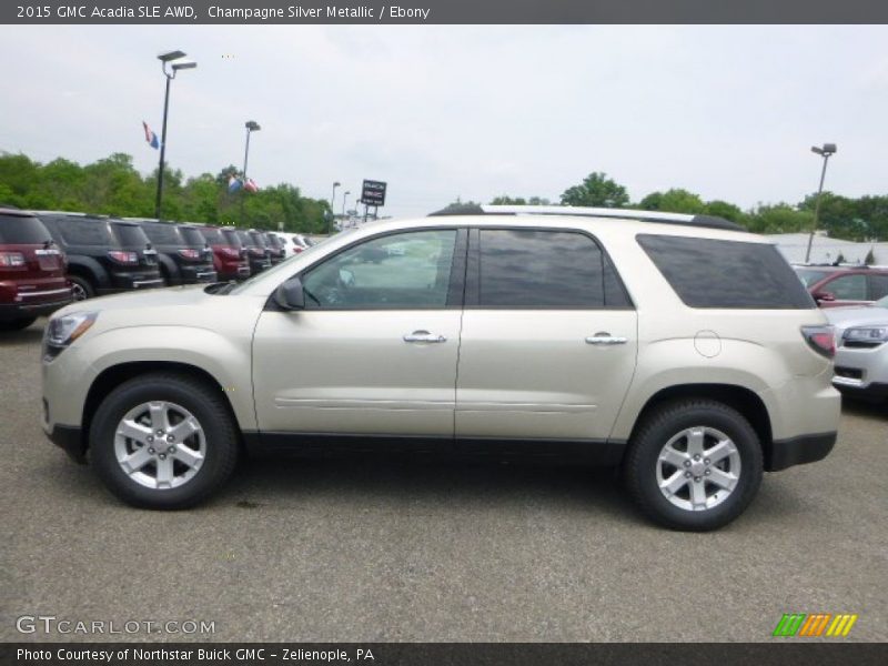 Champagne Silver Metallic / Ebony 2015 GMC Acadia SLE AWD