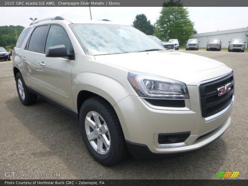 Champagne Silver Metallic / Ebony 2015 GMC Acadia SLE AWD