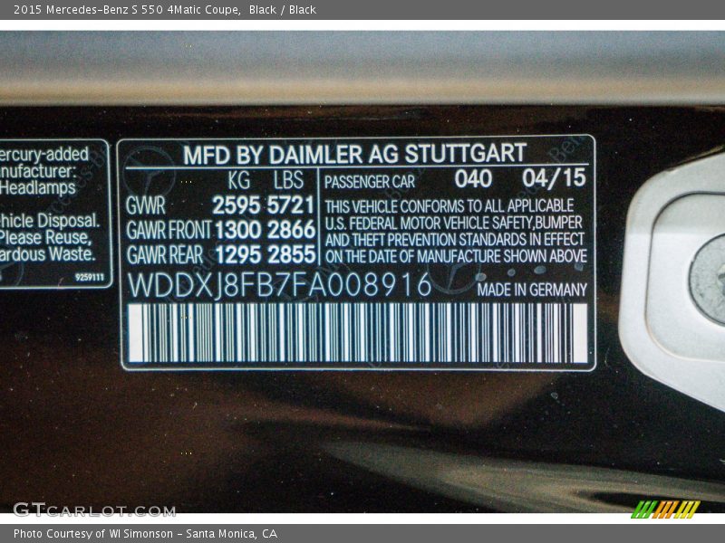 Black / Black 2015 Mercedes-Benz S 550 4Matic Coupe