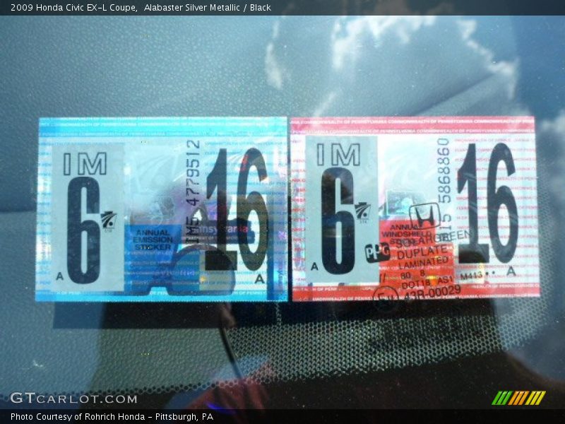 Alabaster Silver Metallic / Black 2009 Honda Civic EX-L Coupe