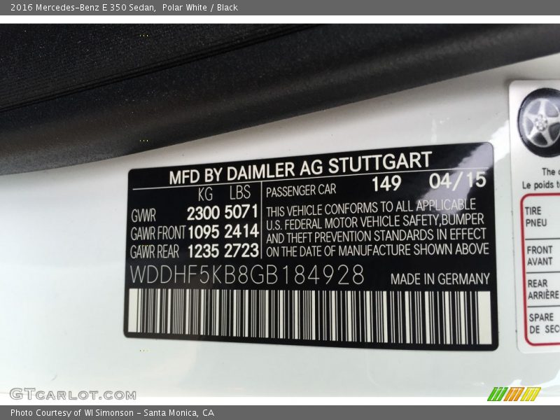 Polar White / Black 2016 Mercedes-Benz E 350 Sedan