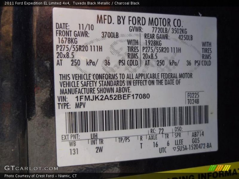 Tuxedo Black Metallic / Charcoal Black 2011 Ford Expedition EL Limited 4x4