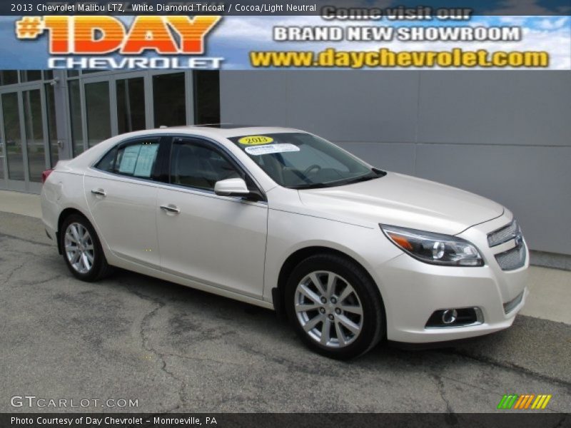 White Diamond Tricoat / Cocoa/Light Neutral 2013 Chevrolet Malibu LTZ