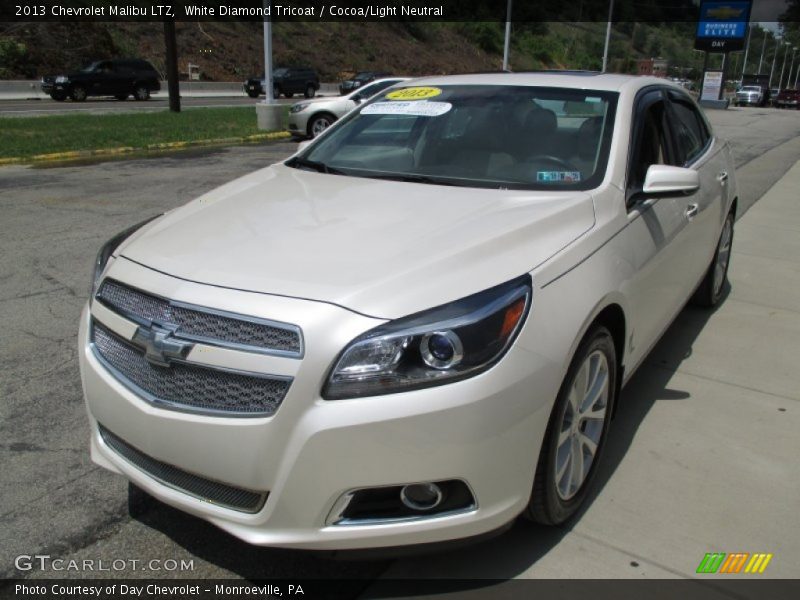 White Diamond Tricoat / Cocoa/Light Neutral 2013 Chevrolet Malibu LTZ