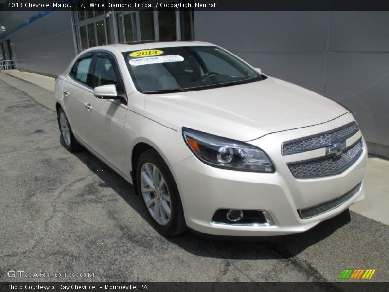 White Diamond Tricoat / Cocoa/Light Neutral 2013 Chevrolet Malibu LTZ