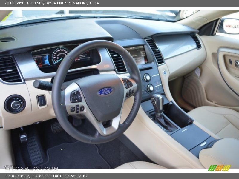 White Platinum Metallic / Dune 2015 Ford Taurus SEL