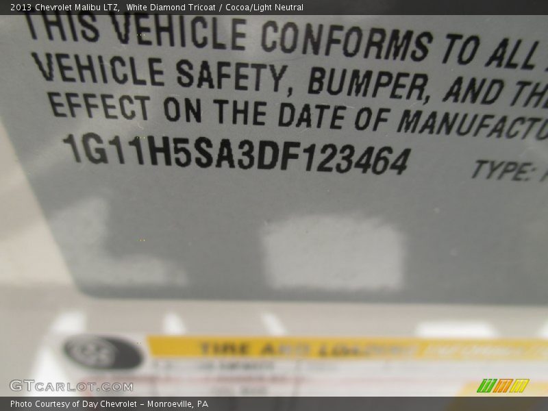 White Diamond Tricoat / Cocoa/Light Neutral 2013 Chevrolet Malibu LTZ