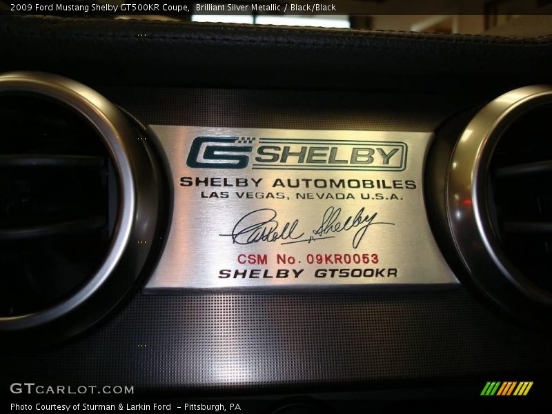 Brilliant Silver Metallic / Black/Black 2009 Ford Mustang Shelby GT500KR Coupe