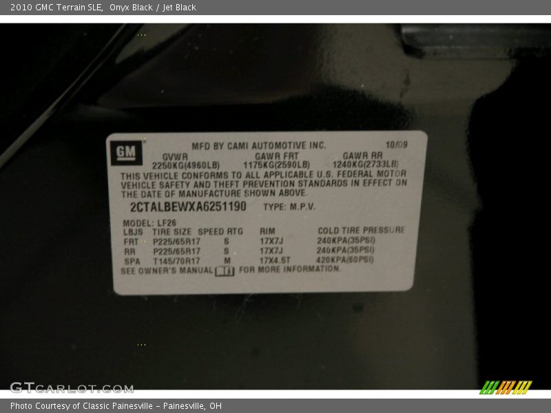 Onyx Black / Jet Black 2010 GMC Terrain SLE
