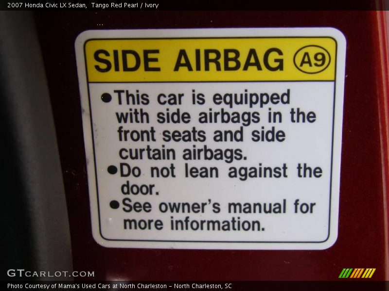 Tango Red Pearl / Ivory 2007 Honda Civic LX Sedan