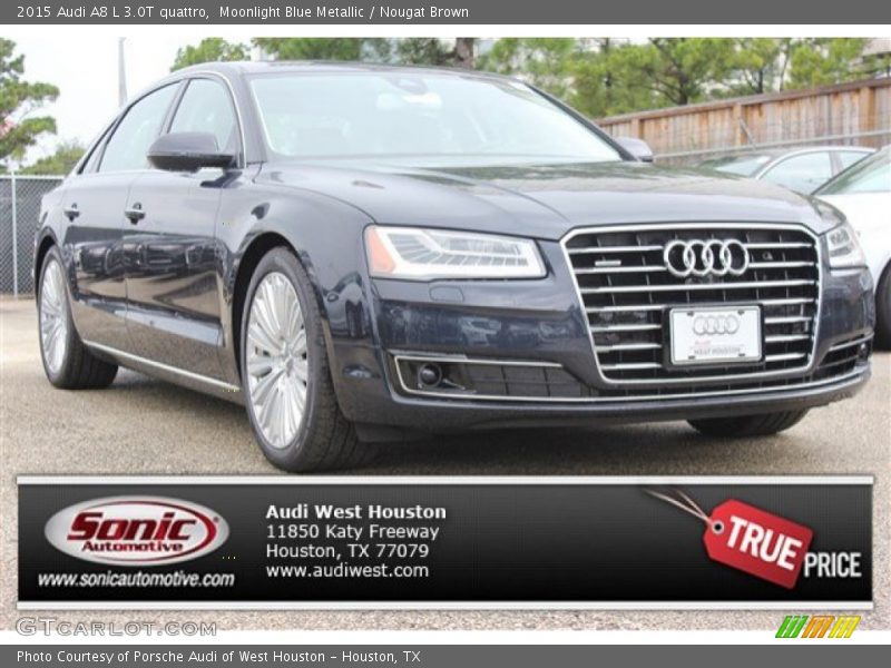 Moonlight Blue Metallic / Nougat Brown 2015 Audi A8 L 3.0T quattro