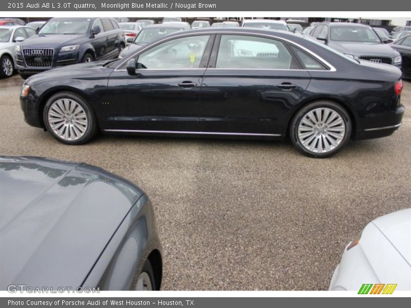 Moonlight Blue Metallic / Nougat Brown 2015 Audi A8 L 3.0T quattro