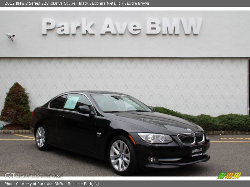 Black Sapphire Metallic / Saddle Brown 2013 BMW 3 Series 328i xDrive Coupe