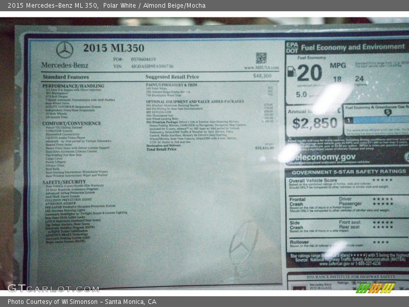 Polar White / Almond Beige/Mocha 2015 Mercedes-Benz ML 350