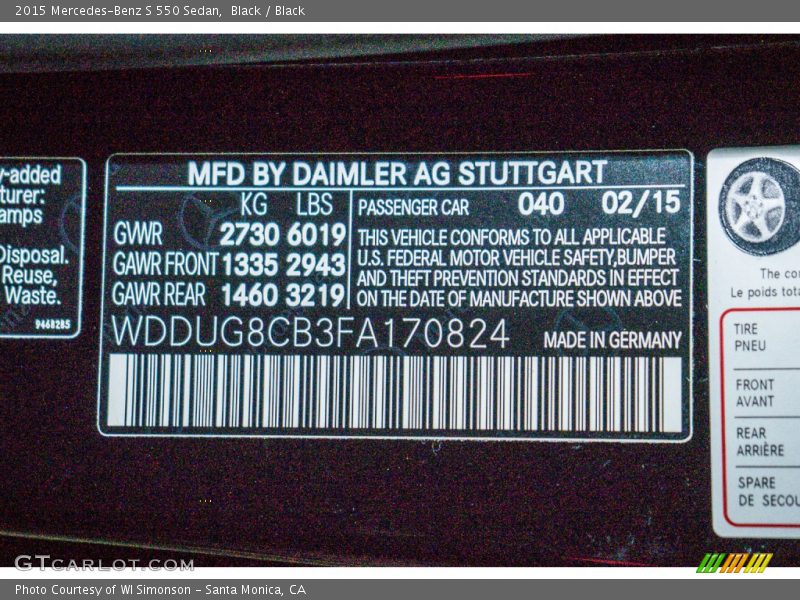 Black / Black 2015 Mercedes-Benz S 550 Sedan
