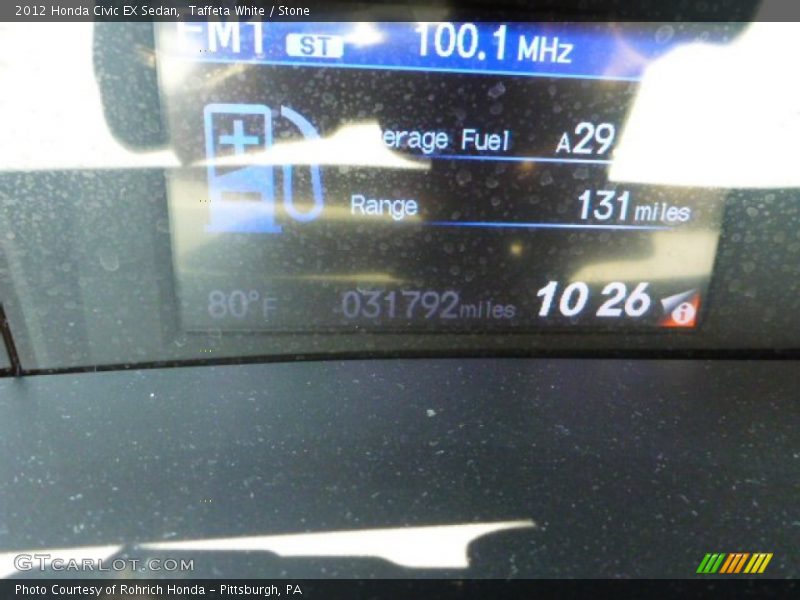 Taffeta White / Stone 2012 Honda Civic EX Sedan