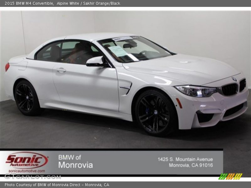 Alpine White / Sakhir Orange/Black 2015 BMW M4 Convertible