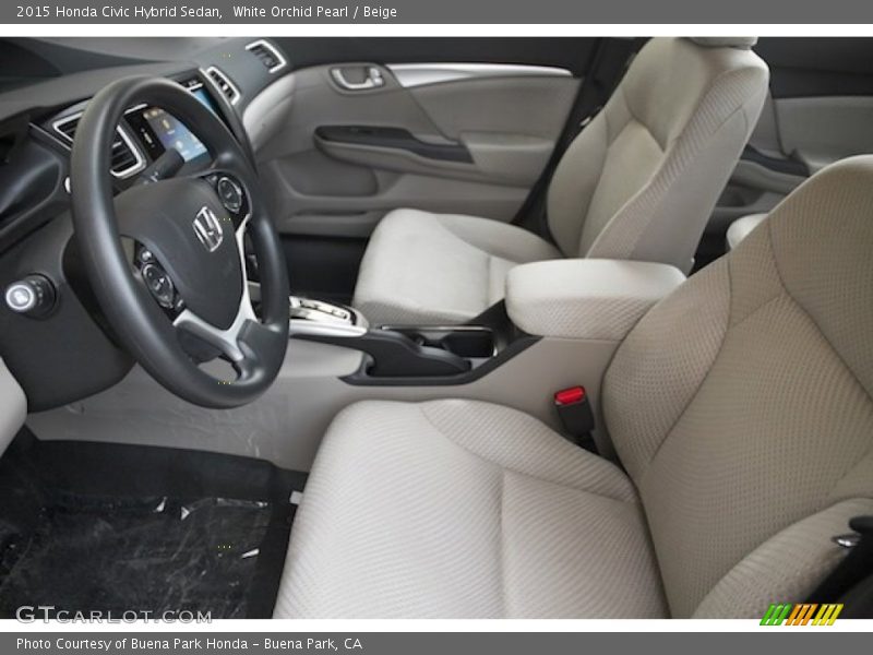 White Orchid Pearl / Beige 2015 Honda Civic Hybrid Sedan