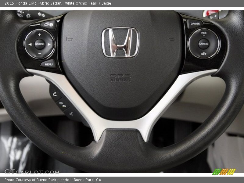 White Orchid Pearl / Beige 2015 Honda Civic Hybrid Sedan