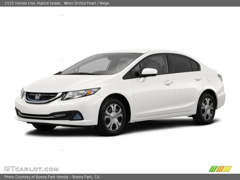 White Orchid Pearl / Beige 2015 Honda Civic Hybrid Sedan